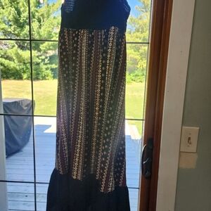 Bohemian Maxi Dress with Patterned Skirt